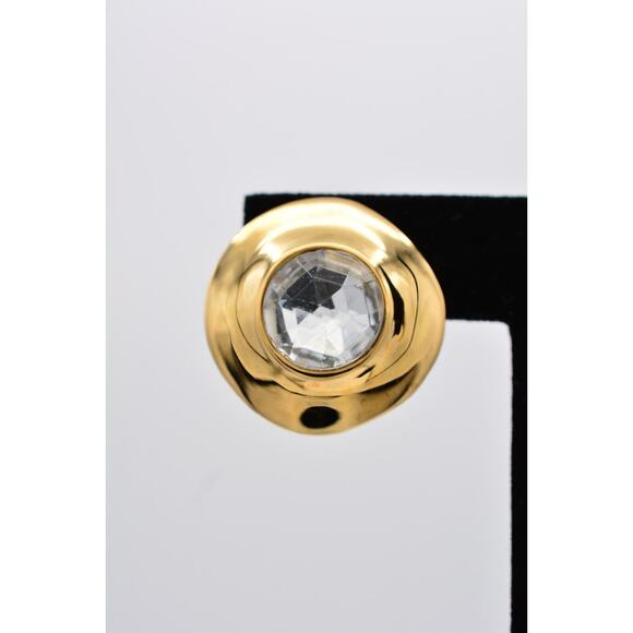 Givenchy Vintage Earrings Lucite Clear Crystal Gold Chunky Signed 1980s BinAO - Picture 6 of 12